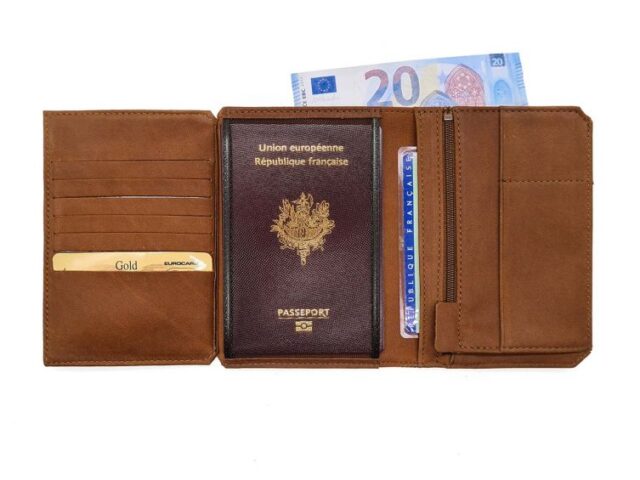 La Guêpe - Petite Maroquinerie - Portefeuille anti-RFID en cuir fauve - 9120 X