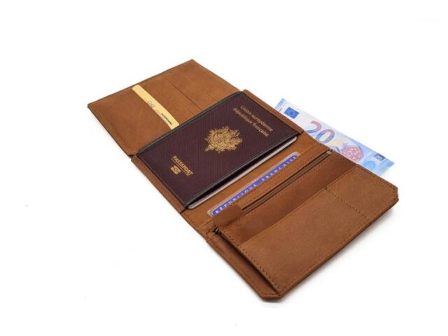 La Guêpe - Petite Maroquinerie - Portefeuille anti-RFID en cuir fauve - 9120 X