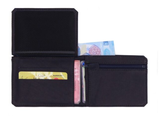 La Guêpe - Petite Maroquinerie - Portefeuille anti-RFID en cuir marine - 9110 X