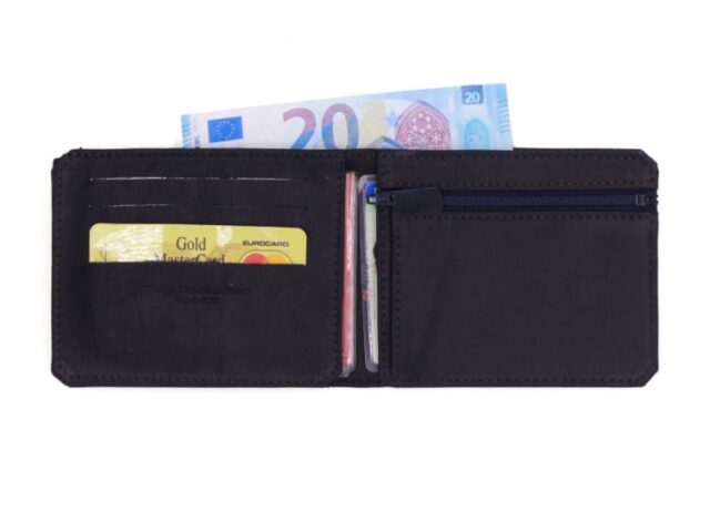 La Guêpe - Petite Maroquinerie - Portefeuille anti-RFID en cuir marine - 9110 X