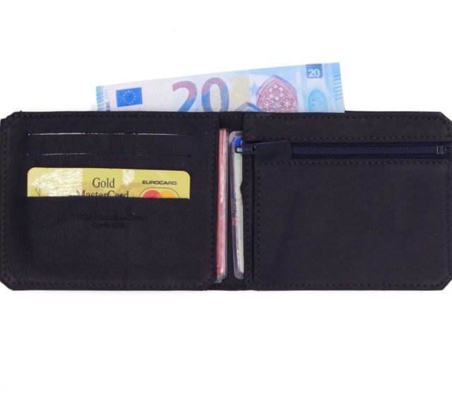 La Guêpe - Petite Maroquinerie - Portefeuille anti-RFID en cuir marine - 9110 X