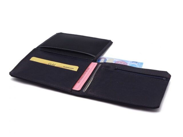 La Guêpe - Petite Maroquinerie - Portefeuille anti-RFID en cuir marine - 9110 X