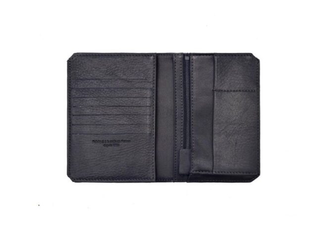 La Guêpe - Petite Maroquinerie - Portefeuille anti-RFID en cuir marine - 9120 X