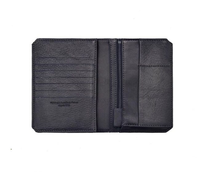 La Guêpe - Petite Maroquinerie - Portefeuille anti-RFID en cuir marine - 9120 X