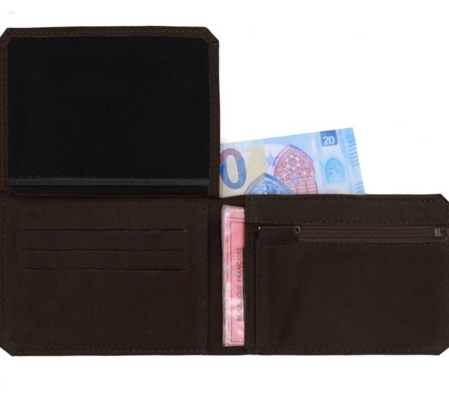 La Guêpe - Petite Maroquinerie - Portefeuille anti-RFID en cuir marron foncé - 9110 X