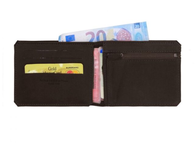 La Guêpe - Petite Maroquinerie - Portefeuille anti-RFID en cuir marron foncé - 9110 X