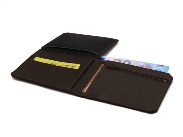 La Guêpe - Petite Maroquinerie - Portefeuille anti-RFID en cuir marron foncé - 9110 X