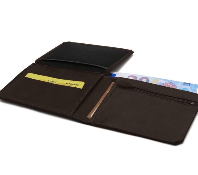 La Guêpe - Petite Maroquinerie - Portefeuille anti-RFID en cuir marron foncé - 9110 X