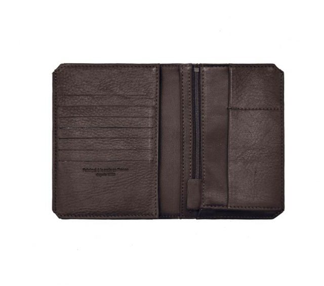 La Guêpe - Petite Maroquinerie - Portefeuille anti-RFID en cuir marron foncé - 9120 X