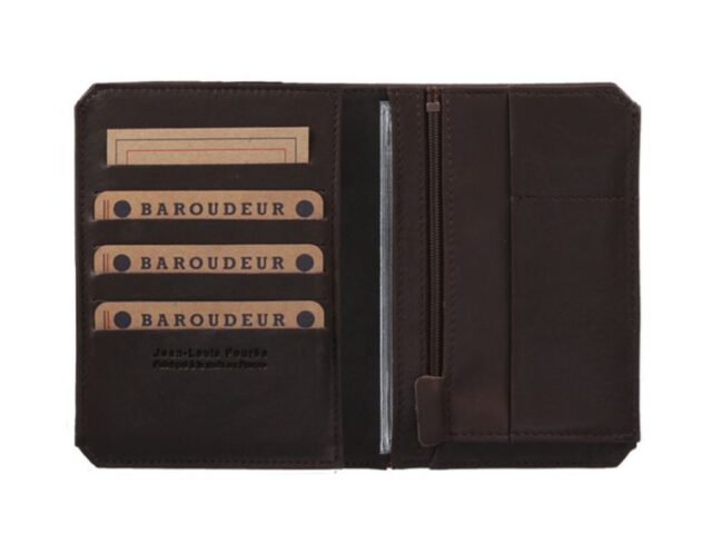 La Guêpe - Petite Maroquinerie - Portefeuille anti-RFID en cuir marron foncé - 9120 X