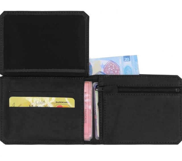 La Guêpe - Petite Maroquinerie - Portefeuille anti-RFID en cuir noir - 9110 X