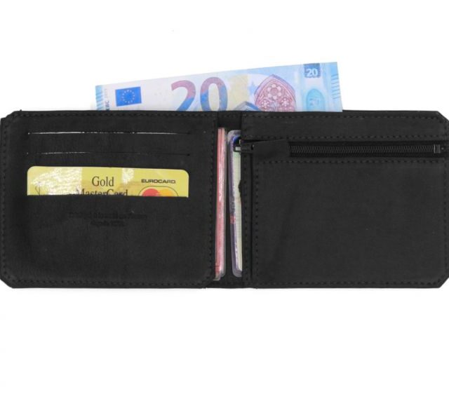 La Guêpe - Petite Maroquinerie - Portefeuille anti-RFID en cuir noir - 9110 X