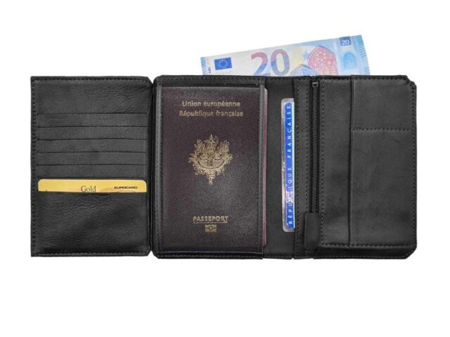 La Guêpe - Petite Maroquinerie - Portefeuille anti-RFID en cuir noir - 9120 X