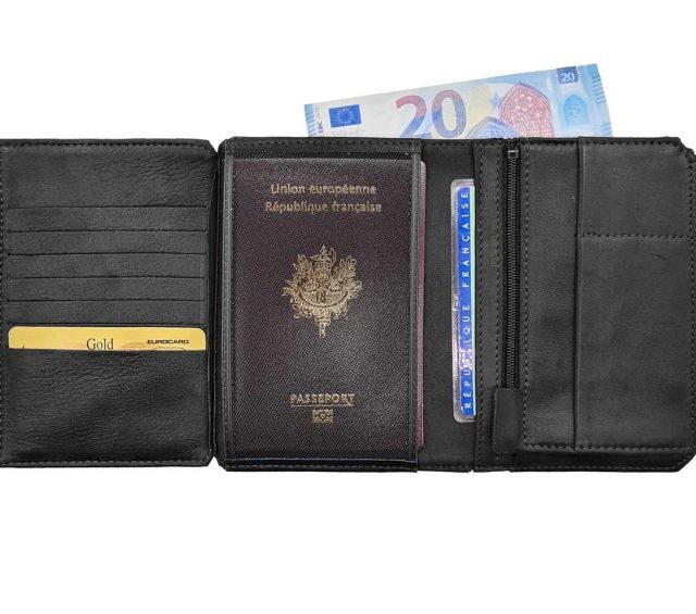 La Guêpe - Petite Maroquinerie - Portefeuille anti-RFID en cuir noir - 9120 X