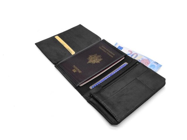 La Guêpe - Petite Maroquinerie - Portefeuille anti-RFID en cuir noir - 9120 X