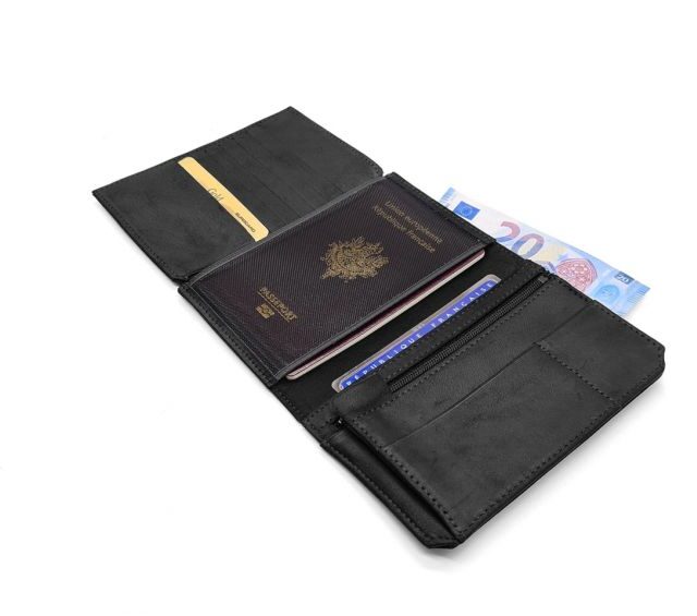 La Guêpe - Petite Maroquinerie - Portefeuille anti-RFID en cuir noir - 9120 X