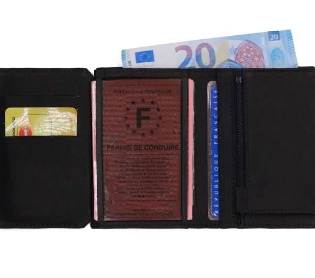 La Guêpe - Petite Maroquinerie - Portefeuille anti-RFID en cuir noir - 949 X