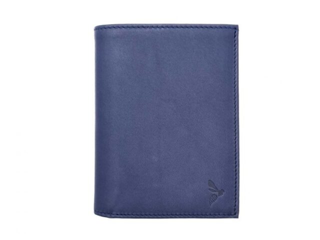 La Guêpe - Petite Maroquinerie - Portefeuille anti-rfid "Luxe" en cuir bleu - 13 cm - PM-028-06
