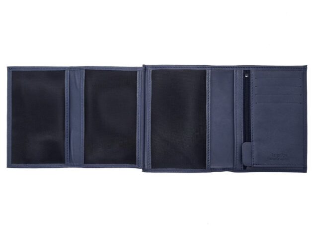 La Guêpe - Petite Maroquinerie - Portefeuille anti-rfid "Luxe" en cuir bleu - 13 cm - PM-028-06