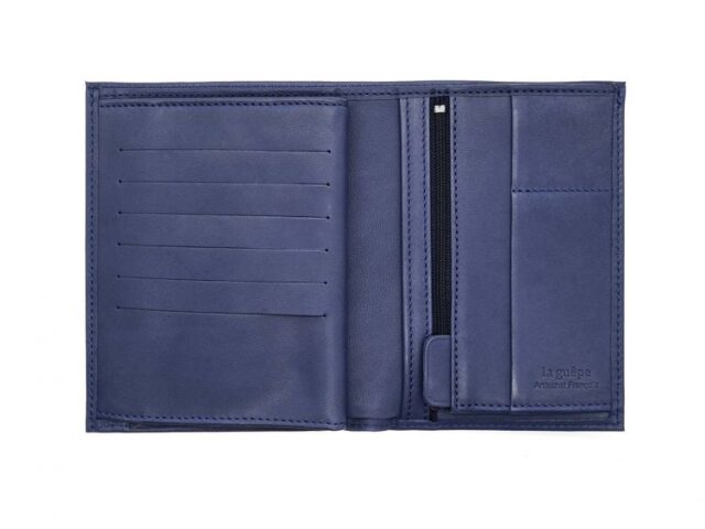 La Guêpe - Petite Maroquinerie - Portefeuille anti-rfid "Luxe" en cuir bleu - 15 cm 4 volets - PM-019-06