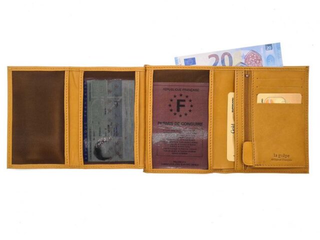 La Guêpe - Petite Maroquinerie - Portefeuille anti-rfid "Luxe" en cuir gold - 13 cm - PM-028-06