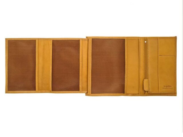 La Guêpe - Petite Maroquinerie - Portefeuille anti-rfid "Luxe" en cuir gold - 15 cm 4 volets - PM-019-06