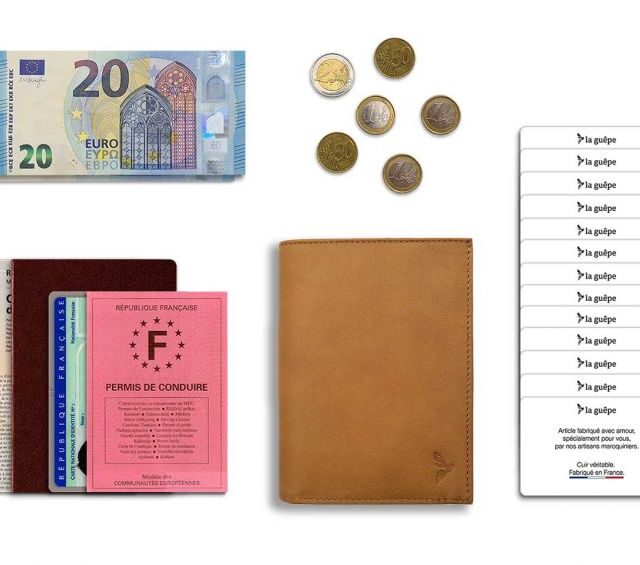 La Guêpe - Petite Maroquinerie - Portefeuille anti-rfid "Luxe" en cuir gold - 15 cm 4 volets - PM-019-06