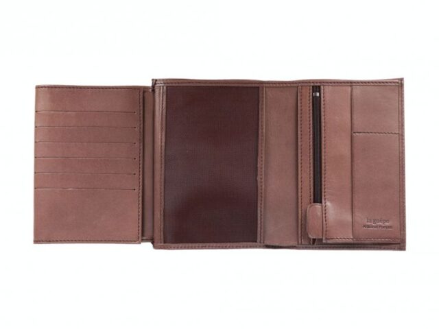 La Guêpe - Petite Maroquinerie - Portefeuille anti-rfid "Luxe" en cuir marron - 15 cm 4 volets - PM-019-06