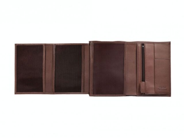 La Guêpe - Petite Maroquinerie - Portefeuille anti-rfid "Luxe" en cuir marron - 15 cm 4 volets - PM-019-06