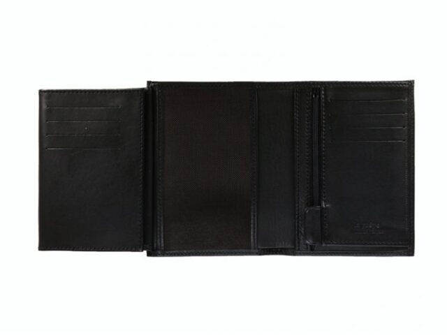 La Guêpe - Petite Maroquinerie - Portefeuille anti-rfid "Luxe" en cuir noir - 13 cm - PM-028-06