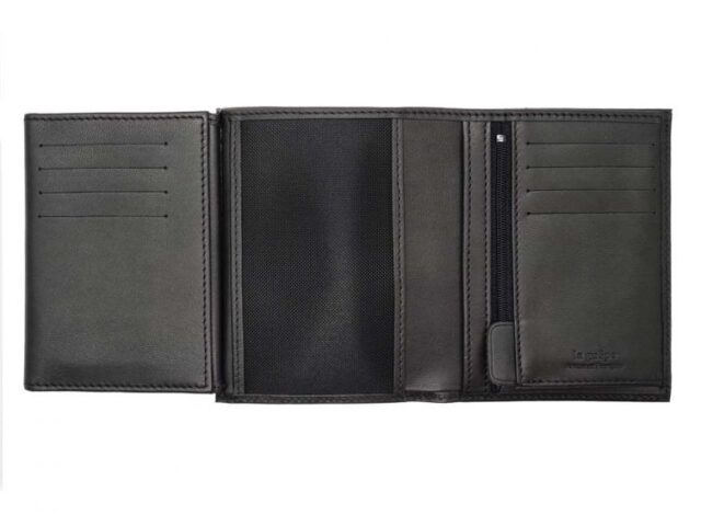 La Guêpe - Petite Maroquinerie - Portefeuille anti-rfid "Luxe" en cuir noir - 13 cm - PM-028-06