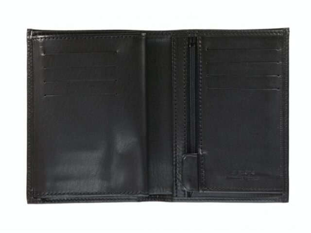 La Guêpe - Petite Maroquinerie - Portefeuille anti-rfid "Luxe" en cuir noir - 13 cm - PM-028-06