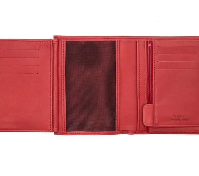 La Guêpe - Petite Maroquinerie - Portefeuille anti-rfid "Luxe" en cuir rouge - 13 cm - PM-028-06