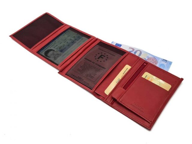 La Guêpe - Petite Maroquinerie - Portefeuille anti-rfid "Luxe" en cuir rouge - 13 cm - PM-028-06