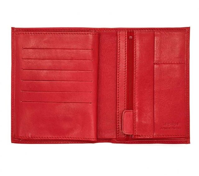 La Guêpe - Petite Maroquinerie - Portefeuille anti-rfid "Luxe" en cuir rouge - 15 cm 4 volets - PM-019-06