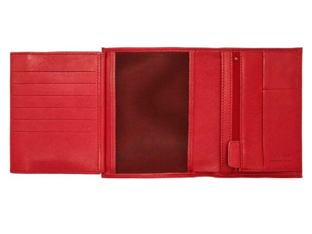 La Guêpe - Petite Maroquinerie - Portefeuille anti-rfid "Luxe" en cuir rouge - 15 cm 4 volets - PM-019-06