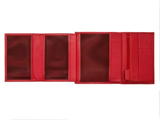 La Guêpe - Petite Maroquinerie - Portefeuille anti-rfid "Luxe" en cuir rouge - 15 cm 4 volets - PM-019-06