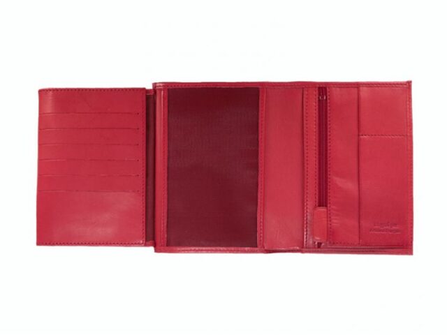 La Guêpe - Petite Maroquinerie - Portefeuille anti-rfid "Luxe" en cuir rouge - 15 cm 4 volets - PM-019-06