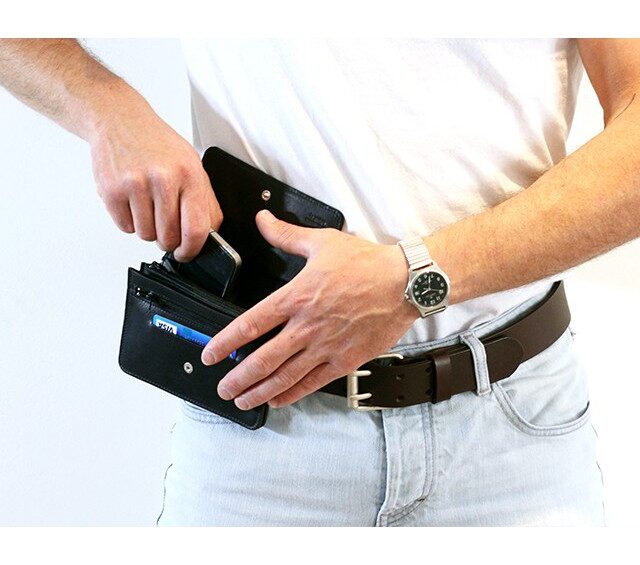 La Guêpe - Petite Maroquinerie - Portefeuille avec passant ceinture cuir gold - 036