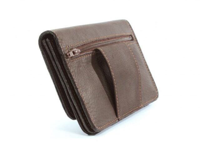 La Guêpe - Petite Maroquinerie - Portefeuille avec passant ceinture cuir marron - 036