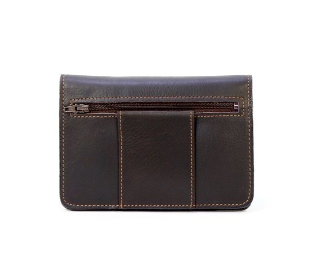 La Guêpe - Petite Maroquinerie - Portefeuille avec passant ceinture cuir marron - 036