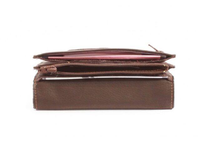 La Guêpe - Petite Maroquinerie - Portefeuille avec passant ceinture cuir marron - 036