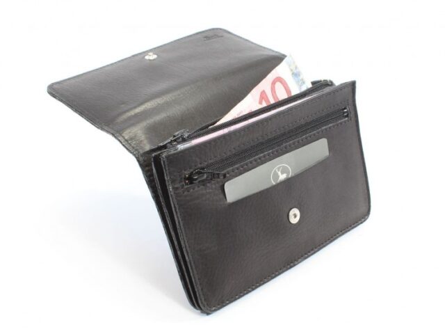 La Guêpe - Petite Maroquinerie - Portefeuille avec passant ceinture cuir noir - 036