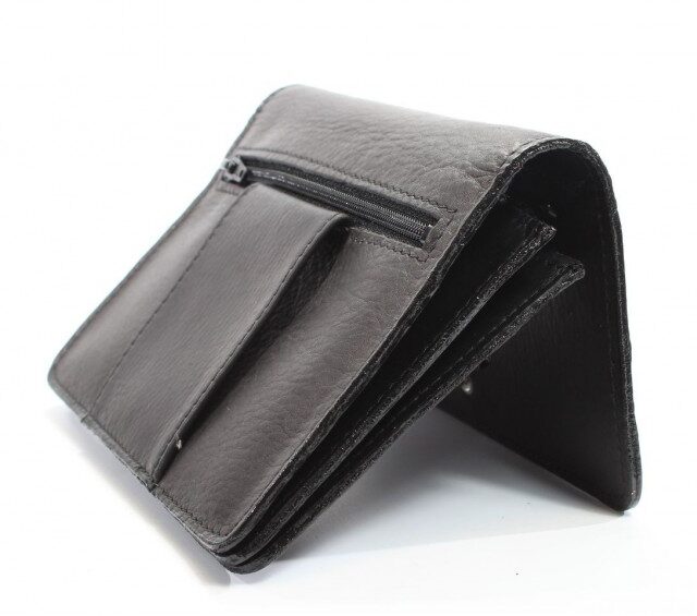 La Guêpe - Petite Maroquinerie - Portefeuille avec passant ceinture cuir noir - 036