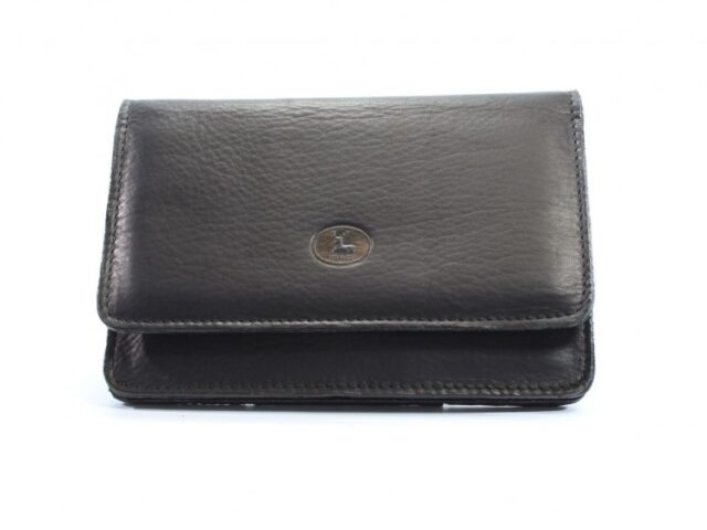 La Guêpe - Petite Maroquinerie - Portefeuille avec passant ceinture cuir noir - 036