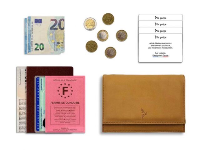 La Guêpe - Petite Maroquinerie - Portefeuille ceinture avec passant - "Luxe" en cuir gold - PM-014-01