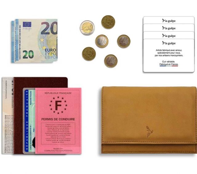 La Guêpe - Petite Maroquinerie - Portefeuille ceinture avec passant - "Luxe" en cuir gold - PM-014-01