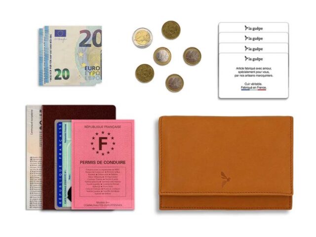 La Guêpe - Petite Maroquinerie - Portefeuille ceinture avec passant - "Luxe" en cuir gold - PM-014-01