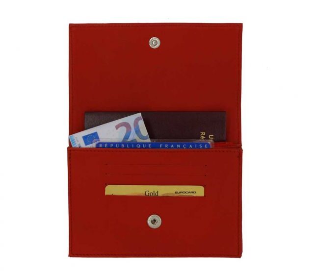 La Guêpe - Petite Maroquinerie - Portefeuille ceinture avec passant - "Luxe" en cuir rouge - PM-014-01