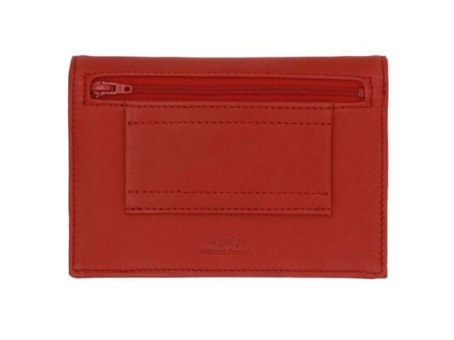 La Guêpe - Petite Maroquinerie - Portefeuille ceinture avec passant - "Luxe" en cuir rouge - PM-014-01
